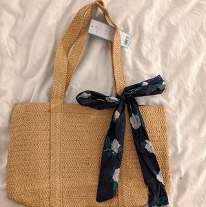 Draper James straw tote with silk sash